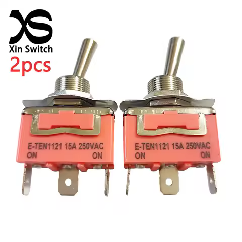 2PCS E-TEN1121 Miniature Toggle Switch Orange 12mm 3Pin 2Gears 15A 250VAC ON-0N The Power Switch Of 