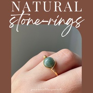 8mm / 6mm of Natural Stones Craft-Wired Rings (Rose Quartz/Amazonite/Lilac Jasper/Howlite/Sodalite/J