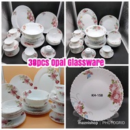 38pcs DINNER  SET  OPAL GLASSWARE Set Pinggan Mangkuk Kaca  Dinner Plate Soup Plate  Bowl Plate Tea 