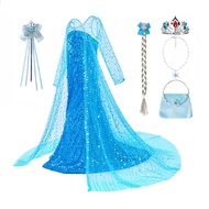 ZZOOI Disney Frozen Elsa Princess Dress Girls Cosplay Costume Kids Fancy Sequined Ball Gown Children