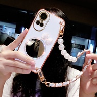 Case OPPO Reno 10 5G OPPO Reno 10 Pro 5G OPPO Reno 10 Pro Plus Electroplated pearl bracelet cosmetic mirror shell