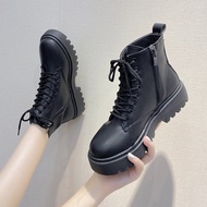 PD3 New Ankle Boots Woman Shoes Black PU Leather Fashion Martin Platform Short Casual Boots Female P
