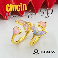 Cincin Mermaid Love 5D  Emas 916 Original Emas 916 Tulen Cincin Emas 916 Bajet Cincin Bajet Emas 916