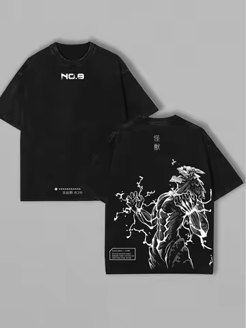 Kaiju No. 8 Manga Cotton Tee For Men Women Clothing Short Sleeve Oversized Tshirt Vintage Washed T S