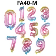 FA40-M 40inch 100cm number foil balloon unicorn rainbow mix number (Number foil balloon) papaya ball