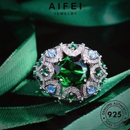 AIFEI JEWELRY Emerald Sterling Silver Original Perak Oval Ring Cincin 925 Women Perempuan For 純銀戒指 Luxury Korean Adjustable Accessories R2402