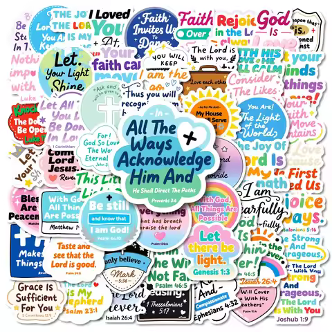 10/56pcs Motivational Jesus Phrase Graffiti Stickers Ins Graffiti DIY Bible Verse Faith Decals Stati