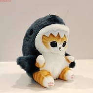 SHARK ATTACK CAT Cute Cat Plushy Toy Stuffed Animal Doll Pendant Bag X9V1