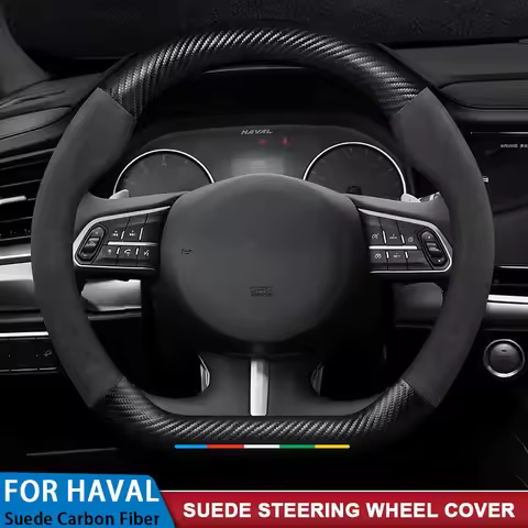 Suede Carbon Fiber Car Steering Wheel Cover For GWM Haval H5 H6 Jolion Dargo Chulian M6 F5 F7 F7X H9