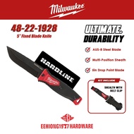 MILWAUKEE 48-22-1928 5" HARDLINE Fixed Blade Knife Include Sheath With Belt Clip AUS-8 Steel 4822192