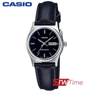 Casio Standard นาฬิกาข้อมือผู้หญิง สายหนัง รุ่น LTP-V006L-1B2UDF (สายหนังสีดำ/ หน้าปัดดำ)