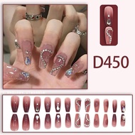 Fake nails Motif D450 24pcs + FREE LIQUID GLUE / nail art fake nails / fake nails / bridal fake nail