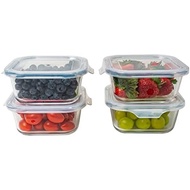 Square Glass Storage Container, Stackable BPA Free Airtight Seal Food Containers With Lids, Meal Pre