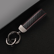 Carbon Fiber Leather Keychain for Toyota GR Modification GR SPORT GAZOORacing Chain Car Interior Acc