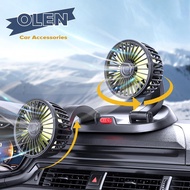 12V/24V Car Fan USB Adjustable Multiftion Car Mini Double Head Small Fan Cooler Auto Parts Portable Car Cooling Vehicle Fan
