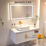 🇸🇬⚡Luxury Bathroom Cabinet Sintered Stone Vanity Cabinet Smart Mirror Cabinet 60cm 70cm HDB Toilet M