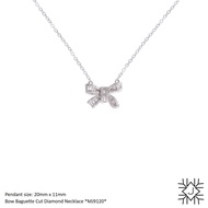 MY JEWEL Platinum Plated Bow Baguette Cut Diamond Necklace with Diamond Simulants CZ