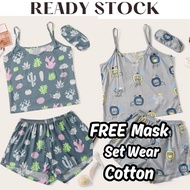 Baju Tidur Set Women Spaghetti Strap Cartoon Print Design Sleepwear Pajamas Set  Perempuan Baju Set 