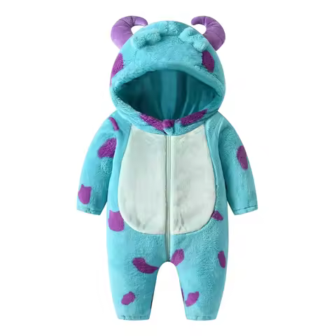 2023-07-25 Lioraitiin 0-3Years Infant Baby Boy Girl Fleece Jumpsuit Horn Hooded Warm Thicken Winter 