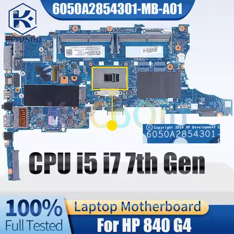 For HP 840 G4 Notebook Mainboard 6050A2854301-MB-A01 i5 i7 7th Gen 917503-501 917507-601 Laptop Moth