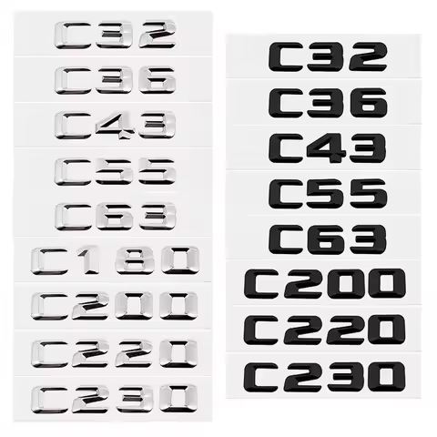 3D Car Tail Letter Stickers Badge for Mercedes Benz C Class C32 C36 C43 C55 C63 C180 C200 C220 C230 