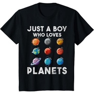 Kids Vintage Just T-Shirt a Boy Who Loves Planets Solar System Planet Fan T-Shirt