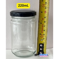 220ml Glass Jar with black cover for gourmet tuyo, atsara, pickled mangoes, jam, peanut butter | SP