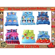 [ ]100% Cotton Cadar Kartun 5in1 Fitted Queen Bedsheet selimut tebal/5in1 QUEEN Fitted Bedsheet With