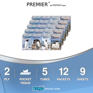Premier Penguin Pocket Tissue 5 in 1 2 PLY (9's x 12 Packets x 5 Tube)