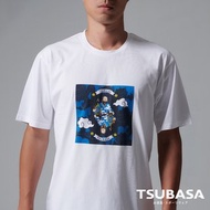 YAMATO聯名款 圓領白T-shirt 男忍者與網球拍圖案 情侶裝 短袖