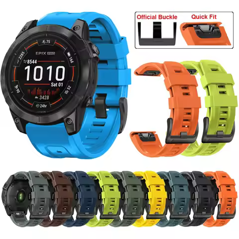 QuickFit 22mm 26mm Silicone Strap For Garmin Fenix 6XPro 5XPlus/Epix Gen 2 7X Pro TACTIX DELTA insti