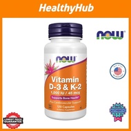 Now Vitamin K2 + D3, 120 Veg Capsules (EXP. NOV 2027)