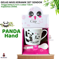 Gelas Kopi Keramik Set Sendok / Handel Mug Set / Mug Souvenir Hampers Premium Cangkir FLAMINGO