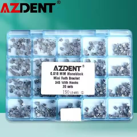 20 Pcs /Set 20Sets/Box AZDENT Dental Orthodontic Metal Bracket Monoblock Mini MBT/Roth 022/018 345 H