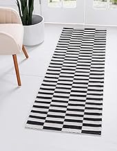 Unique Loom Decatur Collection Striped Geometric Contemporary Black/Ivory Runner Rug (2' 2 x 7' 4)