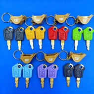 Excavator Heavy Equipment Keychain 2pcs Key F0002 8H5306 5P8500 Ignition Key with Bucket Key Chain