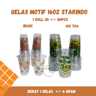 Gelas Ice Tea Buah 16oz Starindo Isi 50 Pcs l Cup Es Tea Teh Manis l Gelas Plastik Teh Poci Manis