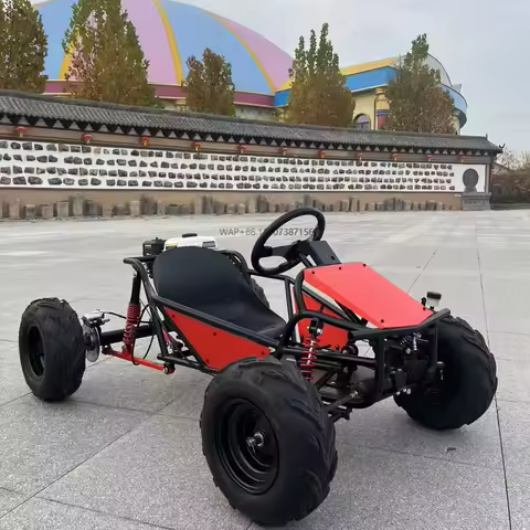 Customized 212cc four-stroke 15hp chain-driven gas adult pedal kart with a top speed of 60 km/h