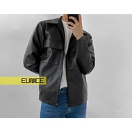 Eunice Faux Leather-Zip Leather Jacket
