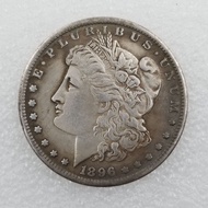 Antique Crafts 1896 Brass Material Brass Silver Plated Morgan Distressed Silver Dollar Foreign Silve