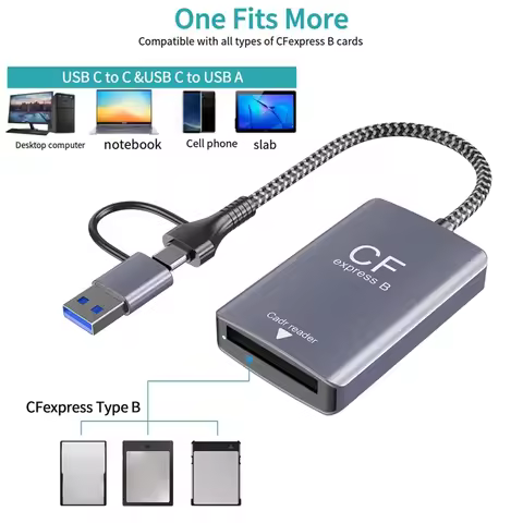 L19-2 In 1 CF Express Type B Card Reader CF Express Card Reader Type B Adapter USB 3.2 10Gbps Portab