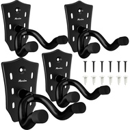 Guitar Wall Mount 4-Pack, Black Guitar Hanger, Metal Guitar Wall Hanger, Guitar Holder Stand Hook fo