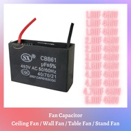 [1pc] Fan capacitor Fan capacitor / Cotton CBB61 1.0UF 1.5UF 1.8UF 2.0UF 2.5UF 3.0UF 3.5UF 4.0UF 4.5