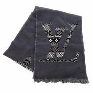 路易威登雙面羊毛圍巾，Monogram M77947，灰色，LV 1799，成色極佳 [二手]LOUIS VUITTON