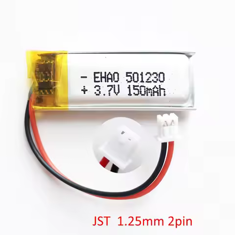 3.7V 150mAh Lithium Polymer LiPo Rechargeable Battery 501230 JST 1.25mm 2Pin plug For Mp3 GPS Blueto