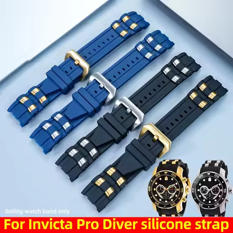 Rubber Watch strap accessories compatible for Invicta Russian Professional Divers silicone metal pel