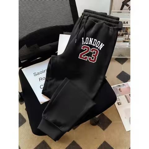 About London 23 Print Men Pants Fashion Hip Hop Trousers Drawstring Autumn Warm Sweatpants Male Flee