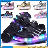 NeworiginalShip Now  Kids heelys LED ill uminated dual wheel high heels sneakers for children's roll