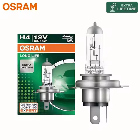 Original OSRAM Long Life H4 HB2 Halogen Headlight 9003 Bulb P43t 12V 60/55W High Low Beam Durable Ca