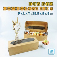 (isi 20pcs) Dus Box Bomboloni isi 6 / Kotak Bomboloni Donat Laminasi / Dus Donat Bomboloni Kraft Foo